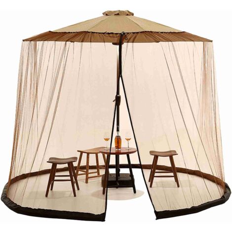 Moustiquaire pour Parasols, Moustiquaires Exterieur Réglables - Filet anti-Moustiques avec fermeture éclair Moustiques pour 10FT-11FT parasol Jardin Plage Camping (Moustiquaire Uniquement) (1/5)