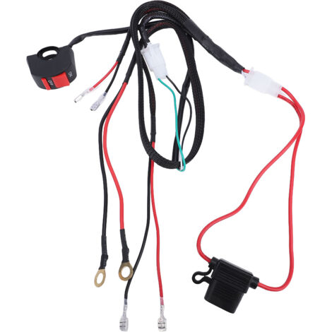 Generic Kit de Faisceau de Câblage D'éclairage LED Polyvalent pour Moto avec Interrupteur de Guidon à Fusible 10 A pour Véhicules Tout Terrain, Mise à Niveau Rapide pour les Cyclistes