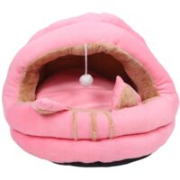 Cat House Ultra Doux Amovible Lavable Oreilles Mignonnes Coussiné À Capuchon Cave Lit pour Intérieur Rose L