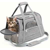 Sac Transport Chat, Chat et Chien Sac de Transport pour,Caisse de Transport Chat Respirant et Pliable Cage Transport Chat avec Matelas en Peluche Amovible Sac de Transport Chat(Gris)