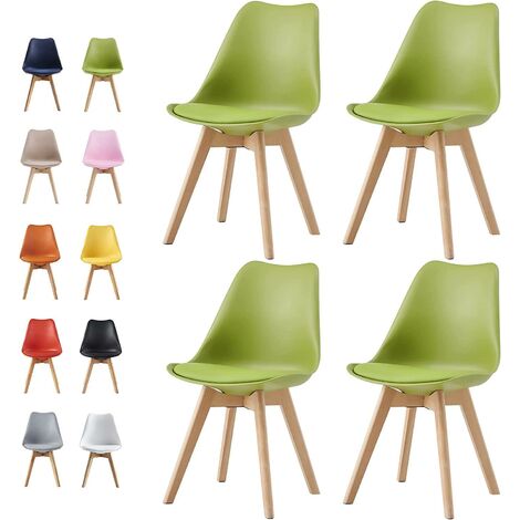 MCC Retro Esszimmerstühle EVA, gepolstert, Kunstleder, Design Stuhl, Küche, Lounge, 4er Set in Grün