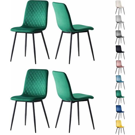 Esszimmerstühle LEXI im 4er Set, mit Samtbezug & Metallbeinen, Designstuhl, Grün