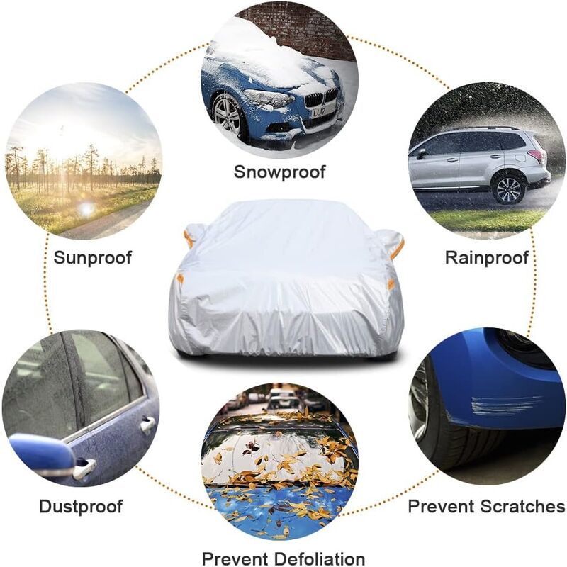 Housse Voiture 6 Couches GUNHYI Respirante Étanche Universelle Berline 470-490cm - Protection Pluie Soleil