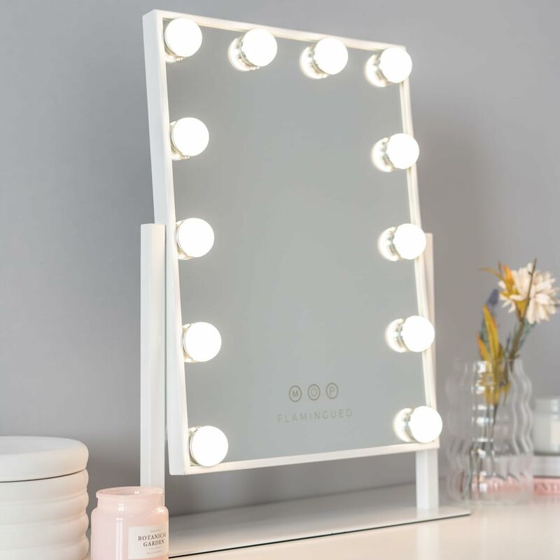 Miroir Lumineux LED 12 Lampes - Éclairage Maquillage 3 Couleurs, USB, Intensité Réglable