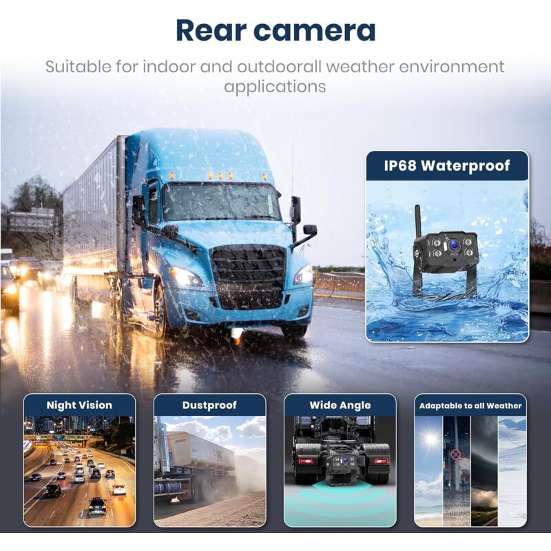 Kit Caméra De Recul Sans Fil 9 Pouces IPS - Caméra IP68 Étanche Avec Vision Nocturne LED - Pour Voiture, Camion, SUV 12V-24V
