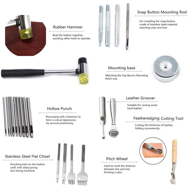 Outils de travail du cuir 48 Pcs Outils et fournitures de travail en Outils de travail du cuir 48 Pcs Outils et fournitures de travail en