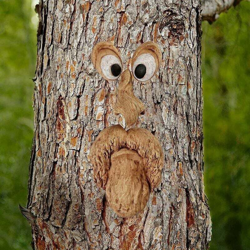 Visages D'arbre Décoratifs Pour Extérieur - En Grès, Résistants Aux Intempéries - Pour Jardin, Terrasse, Allée - 3