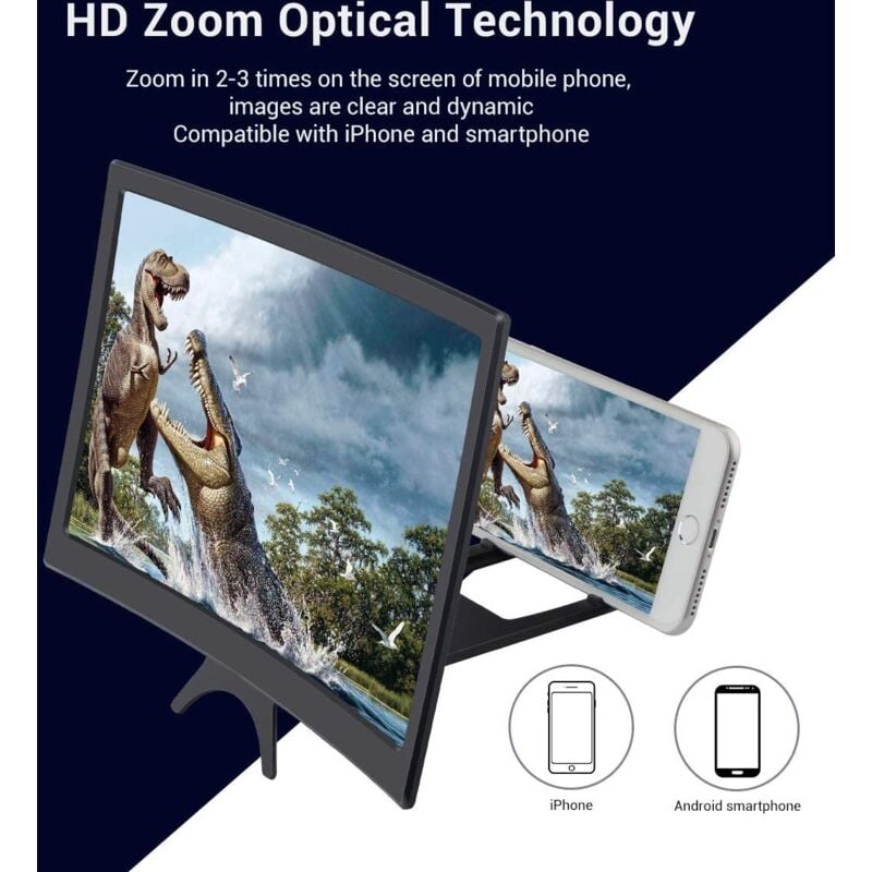 Loupe D'écran De Téléphone Portable Protecteur D'écran Affichage 3D HD Grossissement Decran Video Ampl 550