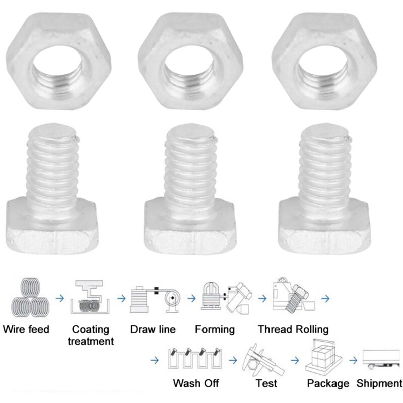 50 Boulons + 50 écrous Aluminium M6x50 Pour Serre, Jardin, Fixation Verre Et Structure - 11