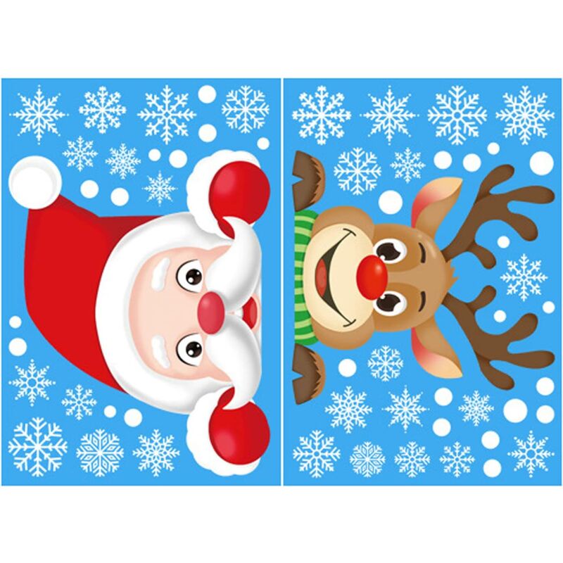 Autocollants Fenêtre Noël Réutilisables - 11 Feuilles, 209 Stickers (Flocons, Élan, Sapin) - Décoration Hivernale Sans Trace