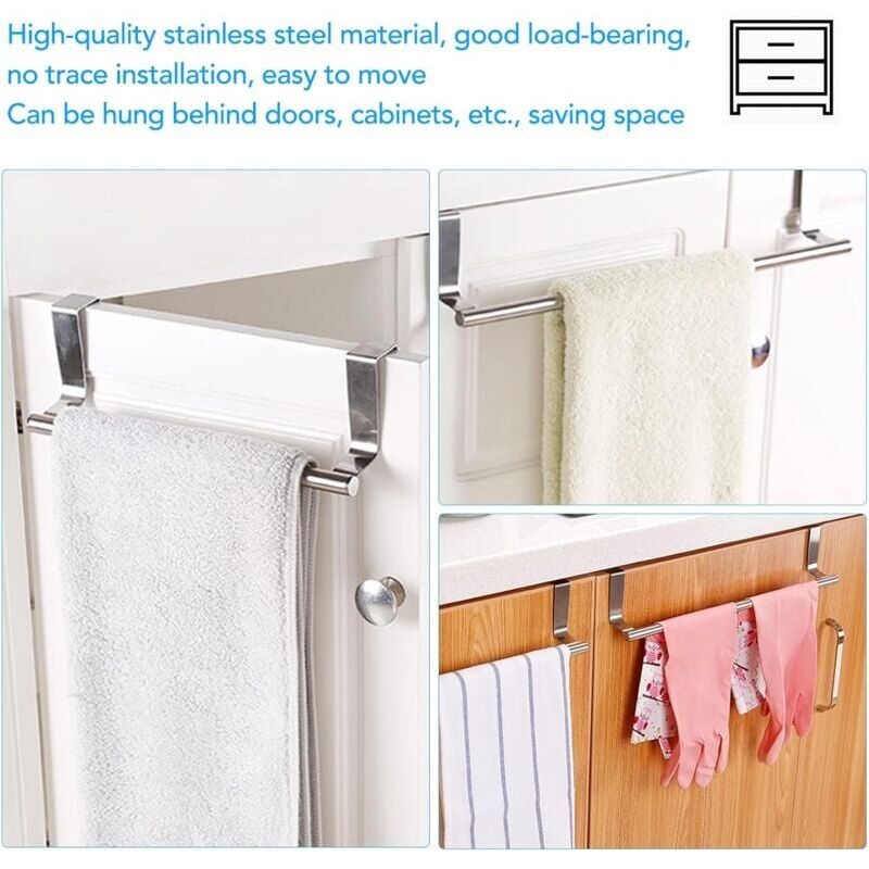 Porte-torchon Sans Perçage - 2 Pièces, Extensible, Pour Porte D'armoire Ou Tiroir, 23cm