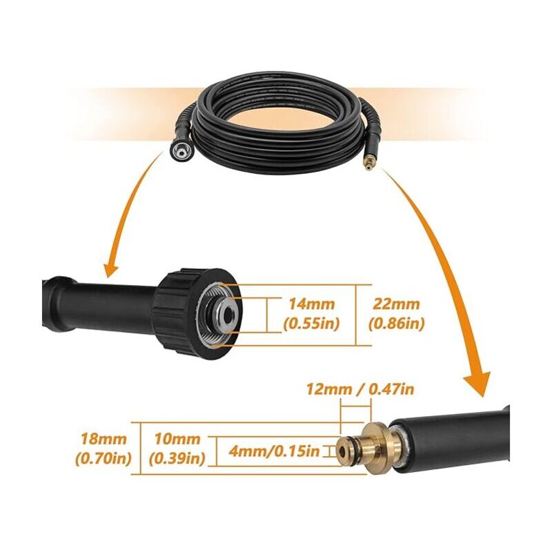 Tuyau De 10m Pour Nettoyeur Haute Pression Karcher K2 - Raccord M22 14mm - Anciens Modèles - 7