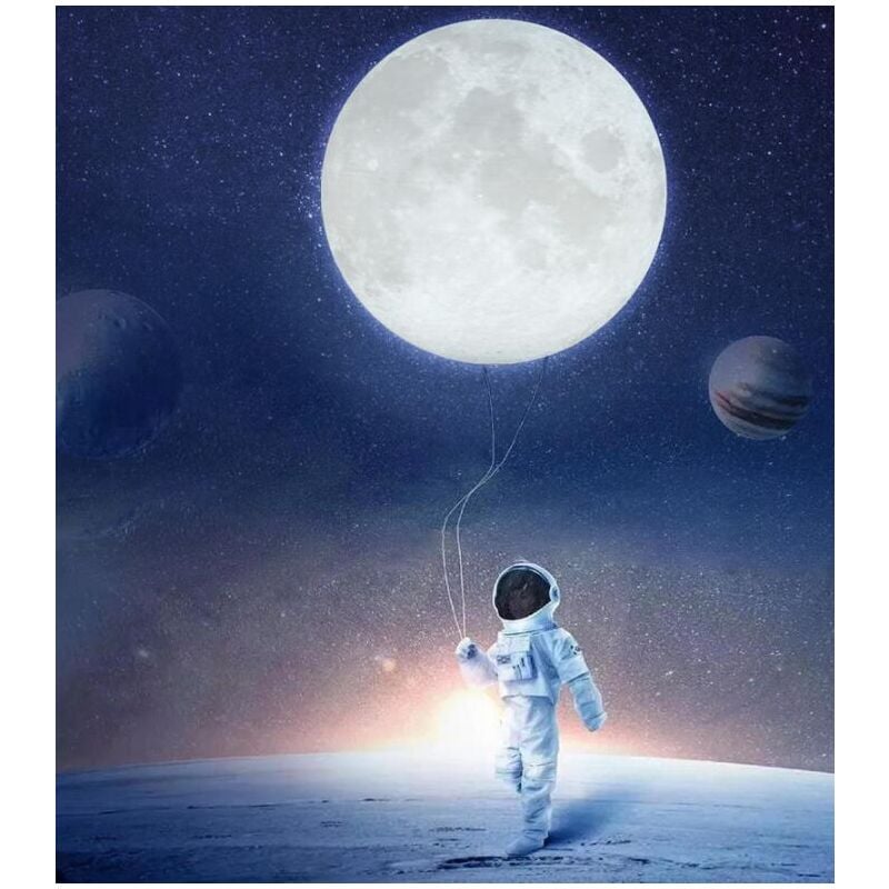 Applique murale LED d'intérieur, applique murale pour chambre d'enfant avec figurine d'astronaute, abat-jour en forme de lune, éclairage mural G9 pour chambre à coucher, chambre d'enfant, lumière blan 3