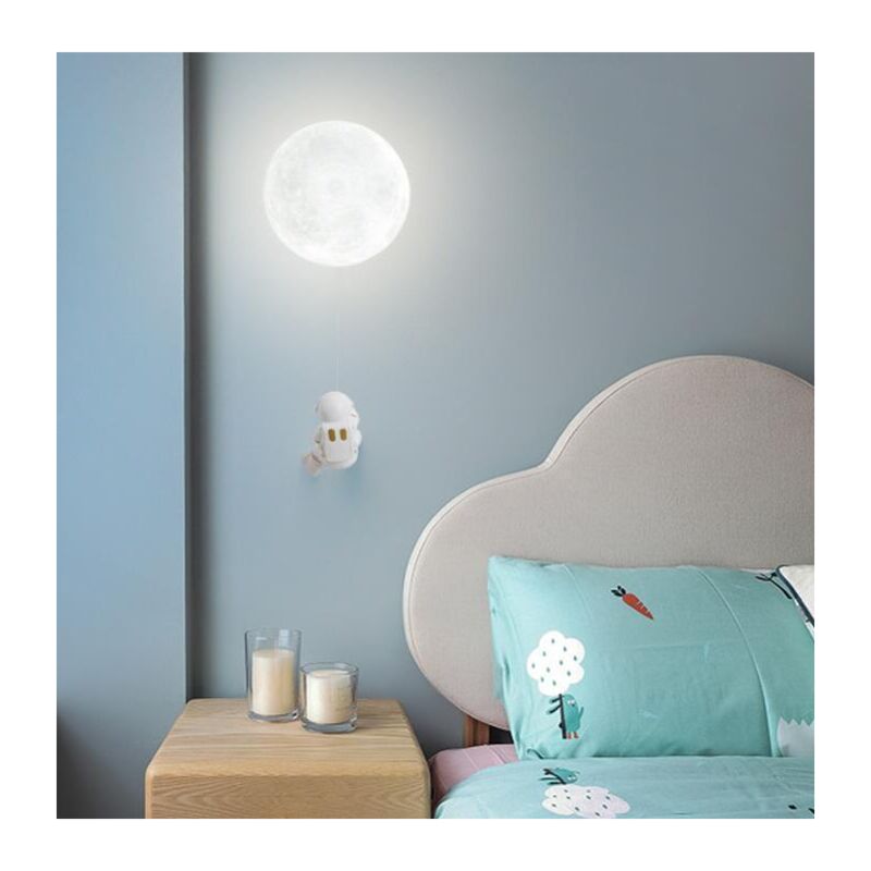 Applique murale LED d'intérieur, applique murale pour chambre d'enfant avec figurine d'astronaute, abat-jour en forme de lune, éclairage mural G9 pour chambre à coucher, chambre d'enfant, lumière blan 4