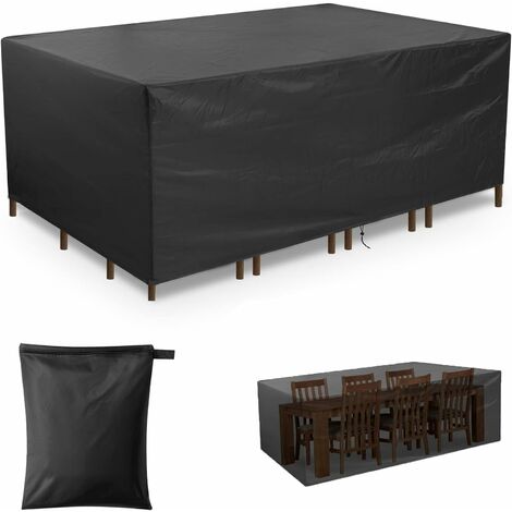 Housse de protection pour table et salon de jardin 180x100cm imperméable en  polyester noir - Cdiscount Jardin