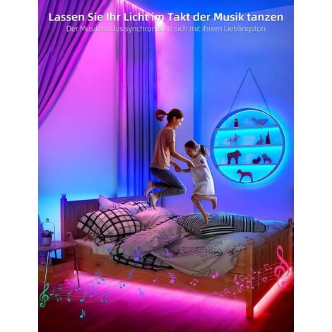 IkodmRuban Led 10m, RGB Multicolore App Contrôle Neon Bande Led, 24V Flexible Étanche Découpable Synchronisation Musicale Bandeau Lumineuse Led pour Intérieur Déco [Classe énergétique D]
