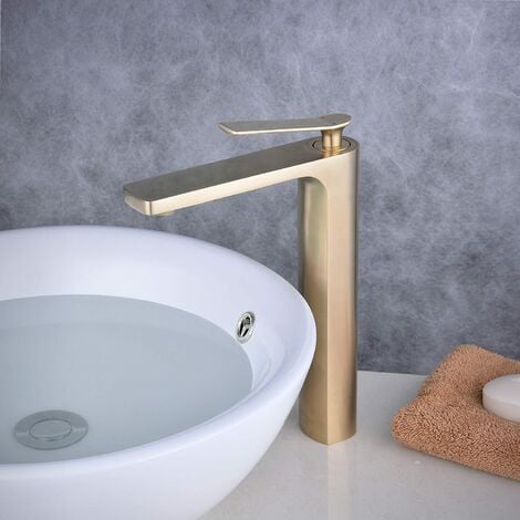 Robinet mitigeur de salle de bain moderne à levier unique, un trou, doré brossé