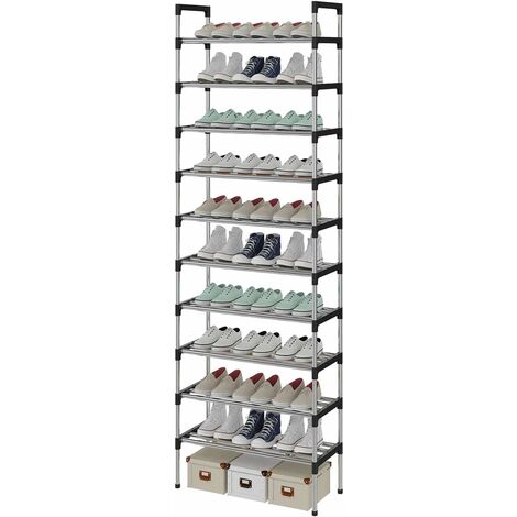 Étagère à Chaussures à 10 Niveaux, Range-Chaussure, Porte-Chaussure, Conception très Robuste,pour 30 Paires de Chaussures, 56 x 30 x 170 cm, pour entrée, Chambre à Coucher (Argent) (1/5)