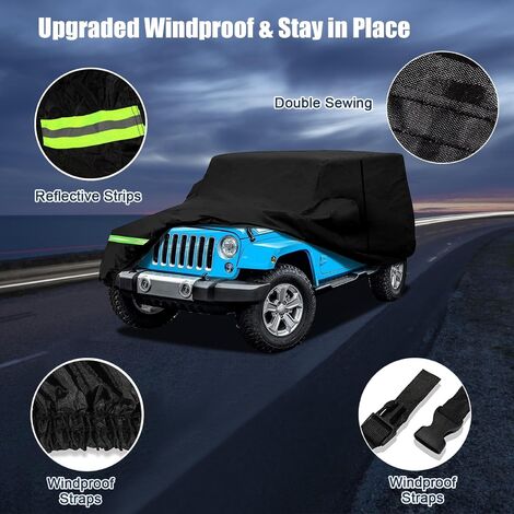 Demi-housse Pour Jeep Wrangler 4 Portes (1997-2025) - Imperméable, Résistante Aux UV, 6 Sangles, Grise