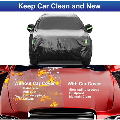 Bâche Voiture Impermeable Housse de Voiture Contre Soleil Neige poussière Vent Taille Universelle (4.85  1.9  1.85m/ SUV /210T Noir)