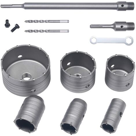 Ikodm – Set de 10 scies cloches béton TCT – Diamètres 35 à 110mm – Pointe carbure de tungstène – Pour perçage précis dans maçonnerie (1/5)