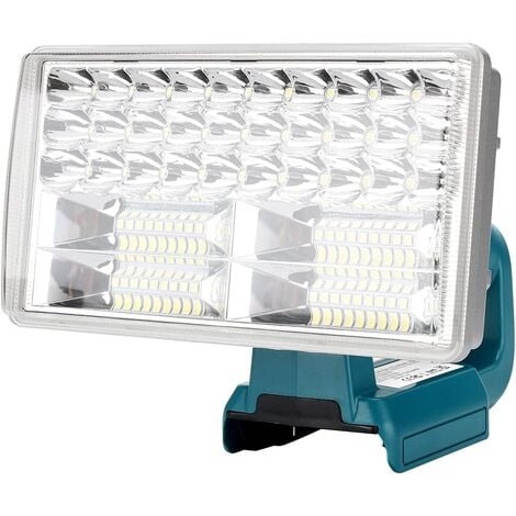 Ikodm Lampe de travail LED  Lampe de travail extérieure portable avec port de recharge USB,8 pouces 3300lm lampe de poche,compatible avec MaKita 14.4V-20V la batterie au lithium BL1860B BL1850B BL1840