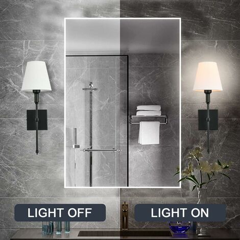 Lot de 2 Appliques Murales Intérieur Noir, Lampe Murale avec Abat-jour en Tissu Blanc, Luminaire Applique Métal pour salle de bain Chambre Salon Couloir, Douille d'Ampoule E27 [Classe énergétique A]