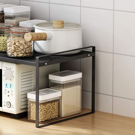 Étagère Rétractable En Coin Pour Placard - Organisateur De Cuisine Métal Noir - Gain De Place Pour Garde-Manger Et Armoires