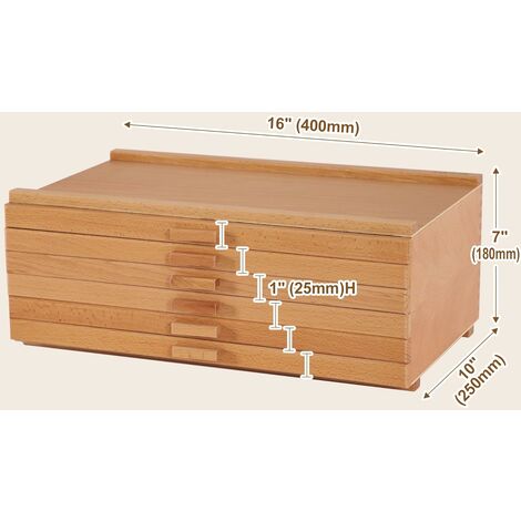 Boîte de Rangement en Bois À 6 Tiroirs Pour Fournitures d'Artiste Avec Séparateurs Amovibles, Boîte de Rangement en Bois de Hêtre de Première Qualité, Rangement Pour Fournitures d'Art