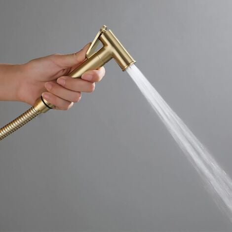 Kit Douchette wc Doré Brossé Pulvérisateur de Toilette pour Bidet Mural Laiton Douchette à Main Bidet Haute Pression Kit de Pulvérisateur de Bidet à Main pour l'hygiène Personnelle (Brushed Gold)
