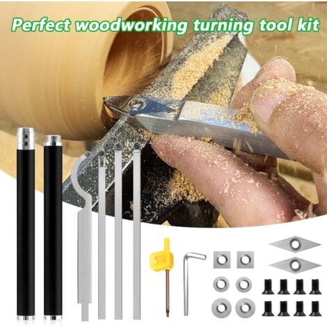 Gouges Outils Tournage Bois Costume, Jeu d'outils de Tournage Composé d'un Couteau à col de Cygne/Couteau Carré/Couteau Diamant/Outil de Tournage Rond, Convient pour la Menuiserie (Noir)