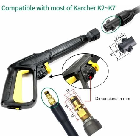 Pistolet À Eau Haute Pression Avec Lance Rotative, Compatible Avec Les Nettoyeurs Haute Pression Karcher K2  K7