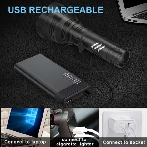 Torche LED Tactique Rechargeable USB - Puissante, Compacte, Idéale Randonnée Ou Dépannage
