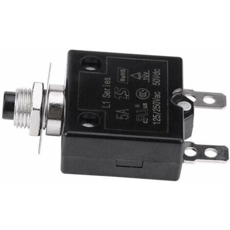 Disjoncteur 15A Interrupteur thermique de réinitialisation en option, 125-250V AC 50V DC Disjoncteur à bouton-poussoir de protection contre les surcharges de courant