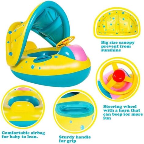 Hklffja - Bouée Siège Bain Bébé Flotteur Voiture Cartoon Gonflable Bouée Anneau De Natation Piscine Haute Qualite Pour Enfant 2 10 Ans Requin 23043 B