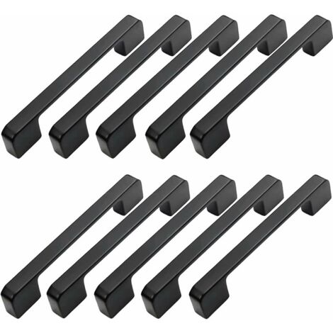 10pcs Poignée Meuble Entraxe 128mm-Poignée Porte Cuisine Noire Poignee Barre Meuble Poignee De Cuisine Noire 128mm (1/5)