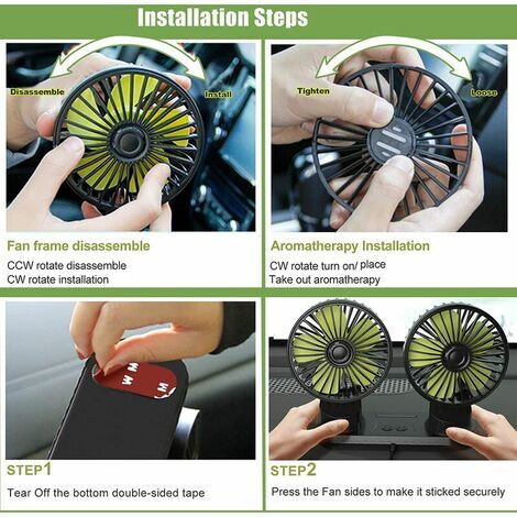360 ° Ventilateur de voiture à double tête rotatif, 3 vitesses 360 ° Ventilateur de voiture à double tête rotatif, 3 vitesses