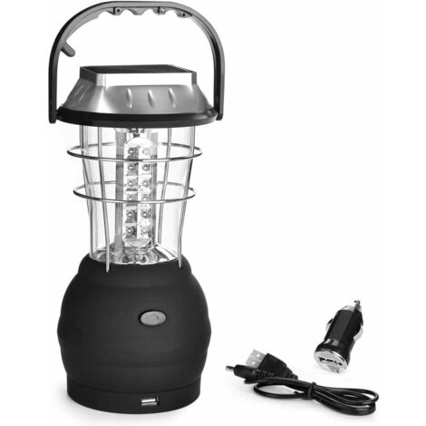 Lot De 2 Lampes Solaires à Manivelle Dynamo – Rechargeable Manuelle Et Solaire – LED Pour Camping, Randonnée, Urgence