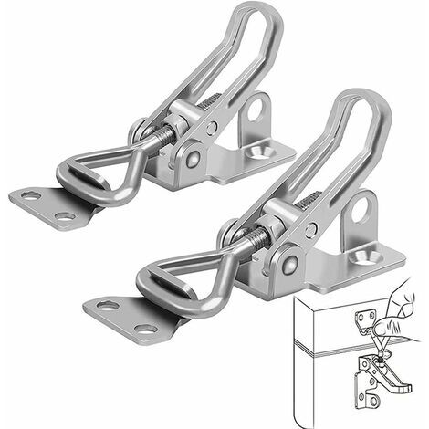 Loquet à bascule en acier inoxydable – 2 pièces – Résistant à la rouille – Boucle filetée réglable pour fixation solide – Pour armoires et portes