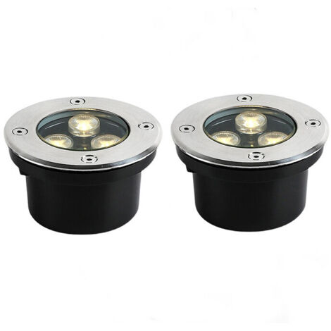 Spot encastrable extérieur sol Lampe enterrée 2 PACK 3W IP65 Lampes de sol encastrées Lampe d'éclairage de jardin extérieur pour Chemin Cour Garage, 230V Blanc Chaud