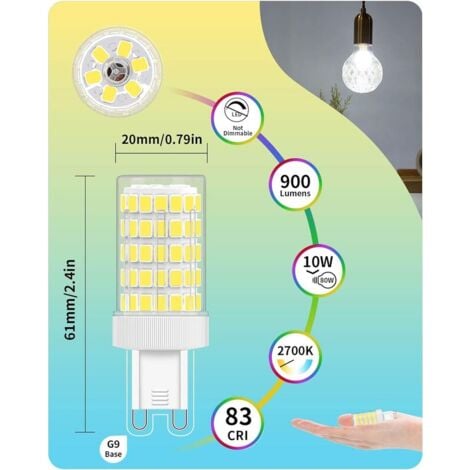 LECH Ampoule G9 LED Blanc Froid, 10W LED G9 6000K Equivalence Incandescence 80W Lumière 900LM Lampe G9 LED AC 220V Lumineux 360º Large Angle de Faisceau 862835 SMD Non Dimmable Lot de 6
