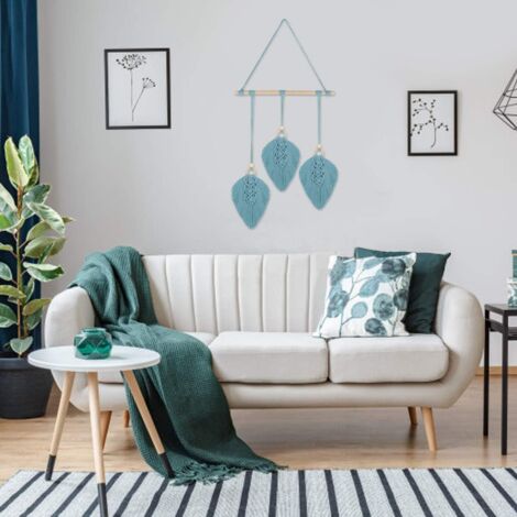 Tapisserie murale en macramé tapisserie tissée à la main de Style bohème, pour cadeaux chambre salon dortoir décor à la maison décoration de mariage,(Bleu)