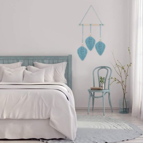 Tapisserie murale en macramé tapisserie tissée à la main de Style bohème, pour cadeaux chambre salon dortoir décor à la maison décoration de mariage,(Bleu)