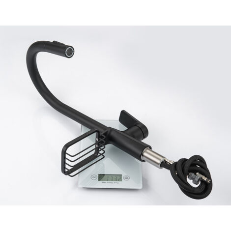 Robinet de Cuisine, Mitigeur Cuisine Rotatif à 360Ḟ avec Douchette Extensible, Mitigeur Évier Rotatif à  Modes de Pulvérisation Mitigeur Cuisine en Acier Inoxydable Noir