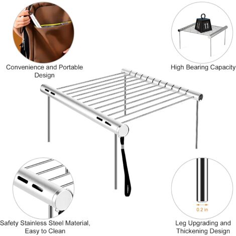 Grille Barbecue Ronde Acier Inoxydable 304 - Diamètre 45 Cm - Espacement 2 Cm - Pour Camping, Pique-nique - Facile à Nettoyer - 8