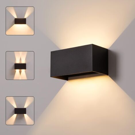 Applique murale extérieure intérieure, applique murale extérieure LED moderne, applique murale extérieure étanche IP65 3000K blanc chaud, lumière extérieure en aluminium angle de faisceau réglable, no