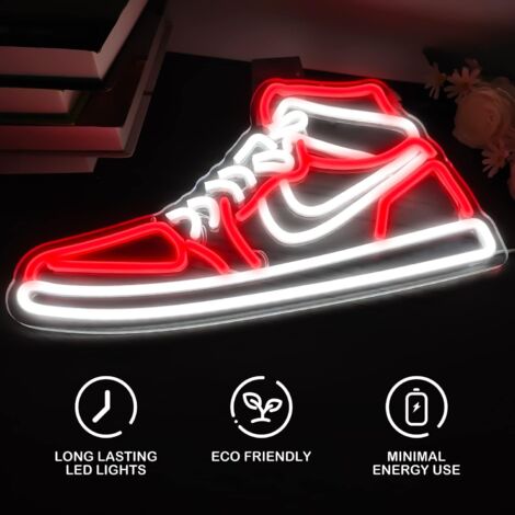 Enseigne néon Sneaker pour chaussures de sport, enseignes lumineuses à LED pour garçons, pour chambre à coucher, grotte, maison, fête, pub, bar, chaussures, panneaux lumineux, décoration murale (rouge
