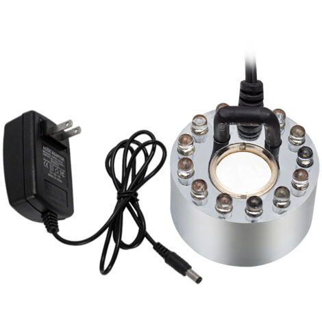 Brumisateur à Ultrasons avec 12 LED 20MM Lumières Colorées, 24V Fontaine d'eau Étang Brouillard Machine, Ultrasons Mist Maker Fogger pour Réservoir de Poissons de Rocaille (avec Adaptateur)Pulvérisate (1/5)