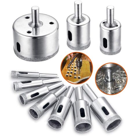 Perforateur - burineur Foret diamanté, Scie-cloche Lot d'accessoires de forets pour verre/carrelage/céramique/marbre/porcelaine de coupe, embouts pour carottier Cutter avec EN acier inoxydable Carbone (1/5)