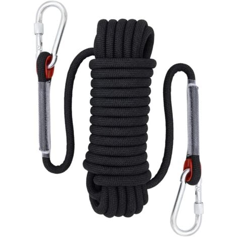 Corde escalade Corde d'escalade, diamètre 12 mm, Accessoires de randonnée, Corde de sécurité haute résistance (30 m noir)